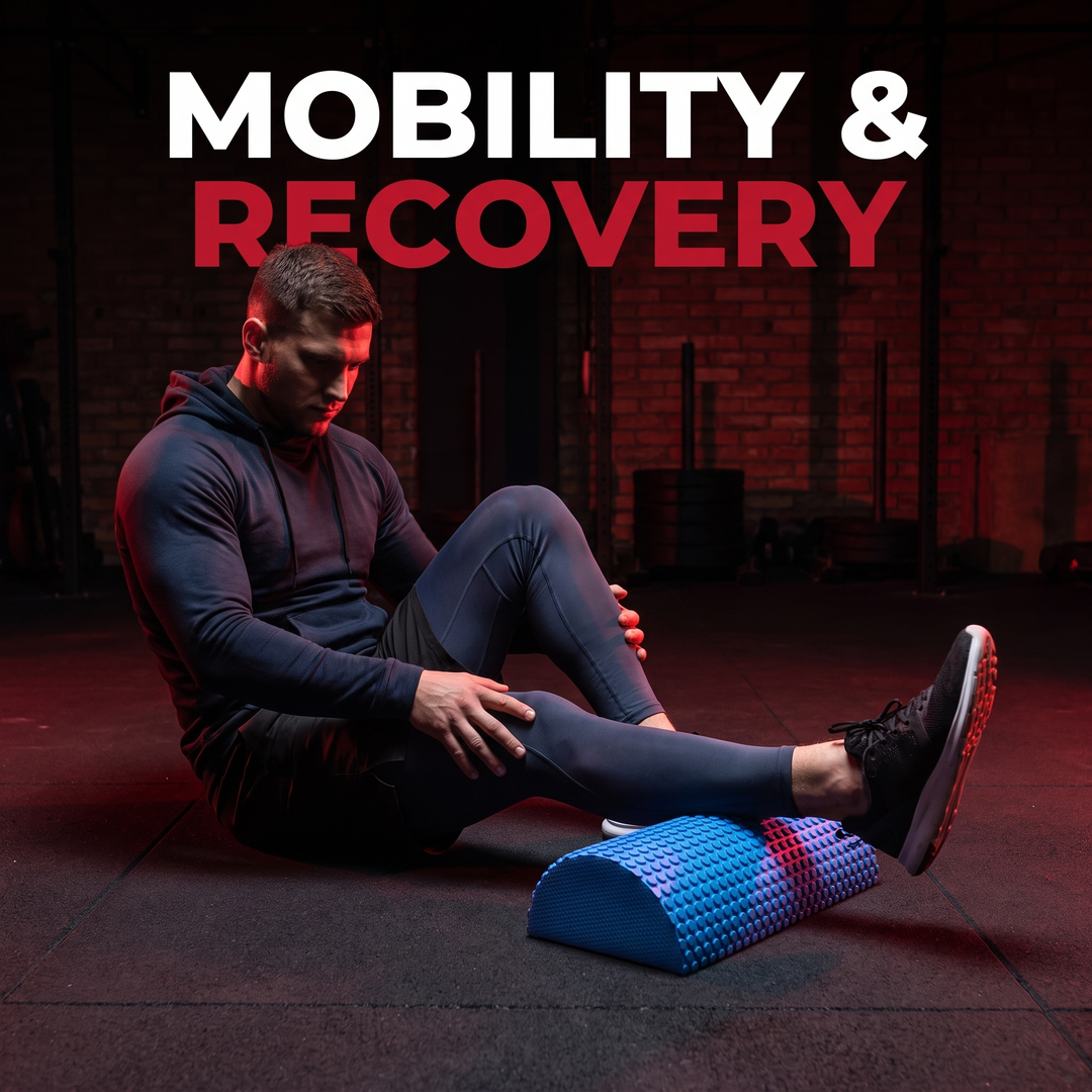 PHYSIOATHLETX Half Round Foam Roller - Blue - Calf Ankle Stretch Mobility