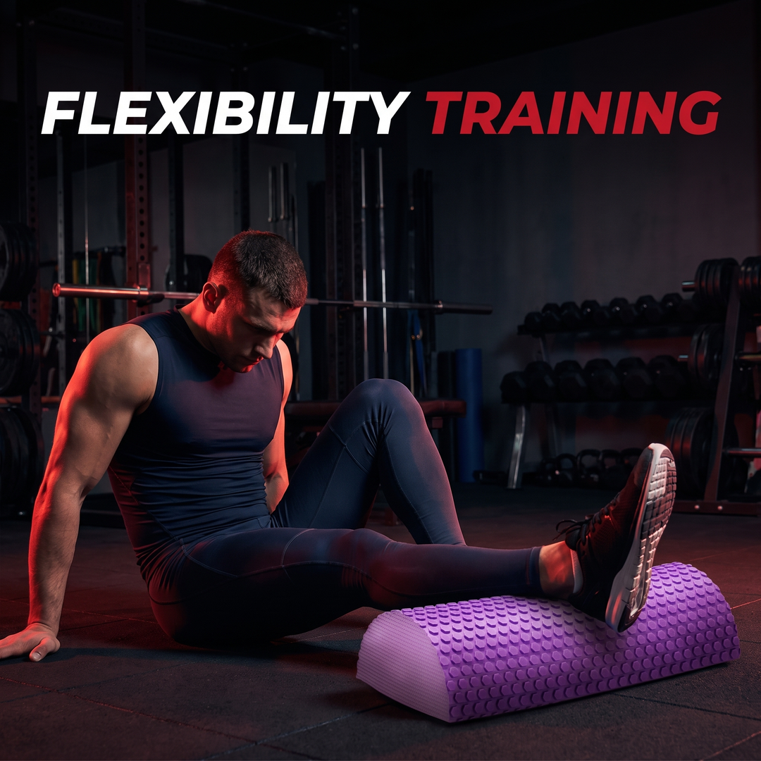 PHYSIOATHLETX Half Round Foam Roller - Purple - Hamstring Flexibility Stretch