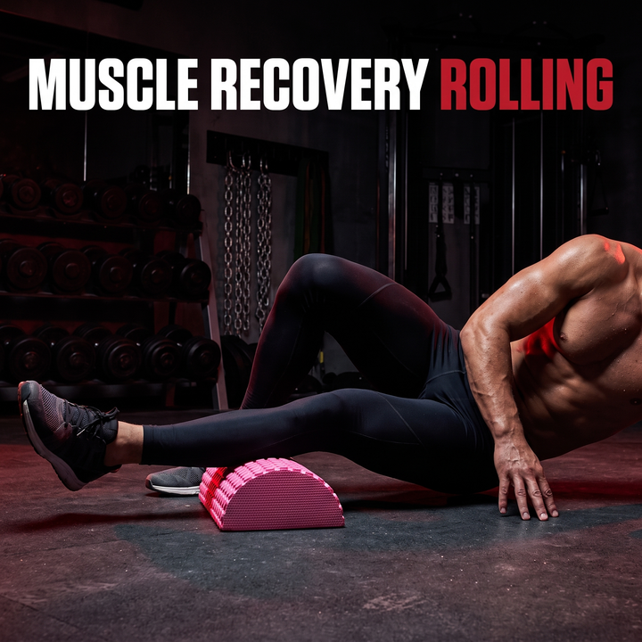 PHYSIOATHLETX Half Round Foam Roller - Pink - Calf Muscle Recovery Rolling