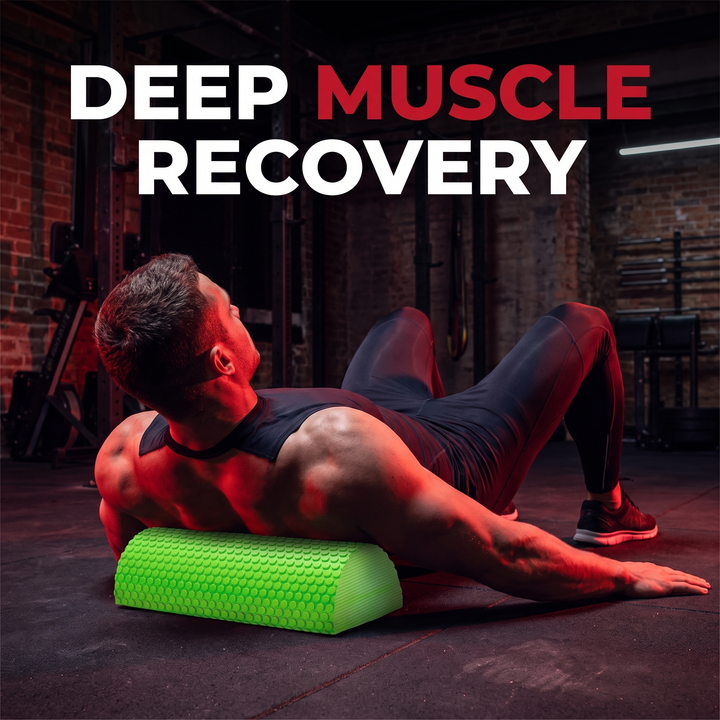 PHYSIOATHLETX Half Round Foam Roller - Green - Back Deep Muscle Recovery Rolling