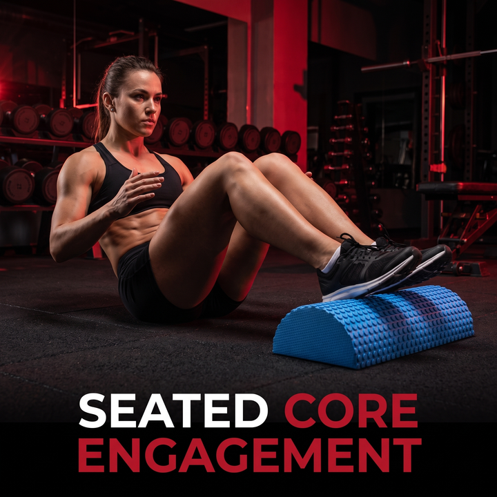 PHYSIOATHLETX Half Round Foam Roller - Blue - Seated Core Engagement Exercise