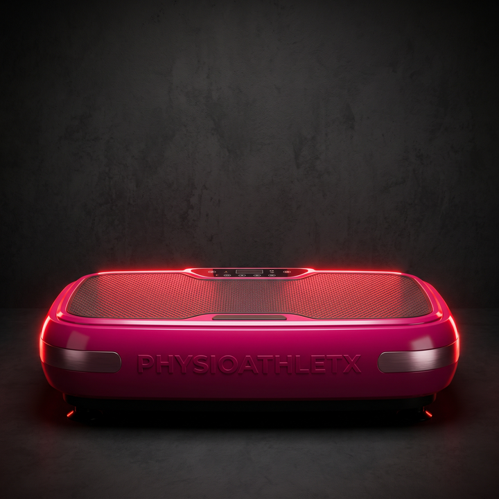 PHYSIOATHLETX pink full-body vibration plate exercise machine, hero view for full body vibration training