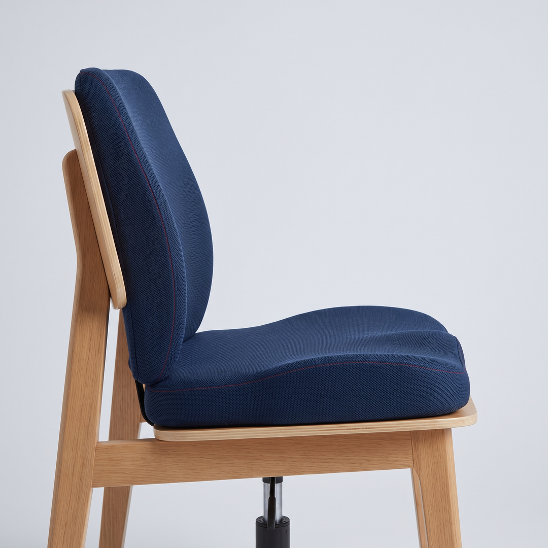 Ergonomic seat and lumbar backrest cushion in navy blue, all-in-one memory foam office chair cushion