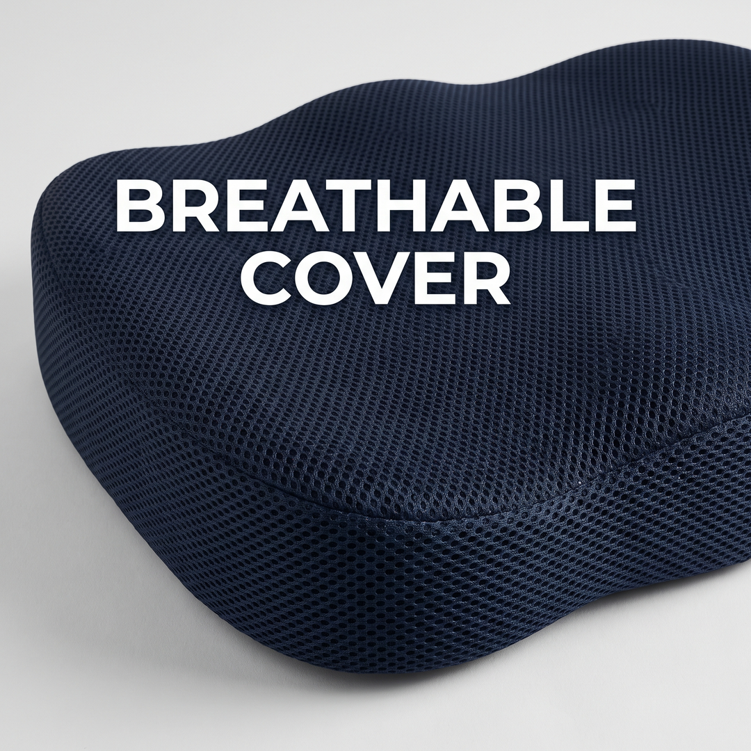 Breathable mesh cover fabric detail on the ergonomic seat cushion