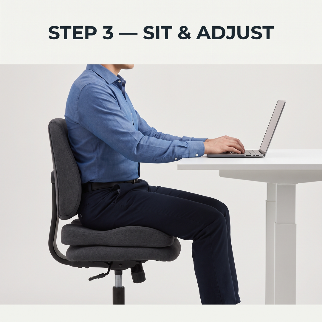 Step 3: sit and adjust for all-day sitting comfort