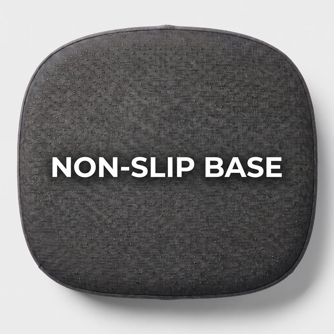 Non-slip textured base on the underside of the ergonomic seat cushion