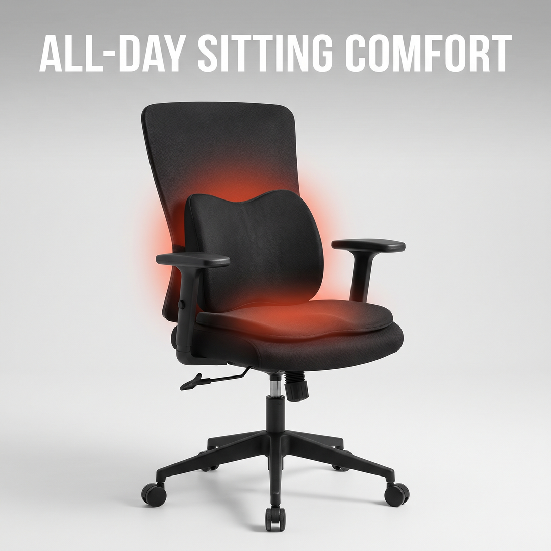 Ergonomic seat and lumbar backrest cushion for all-day sitting comfort