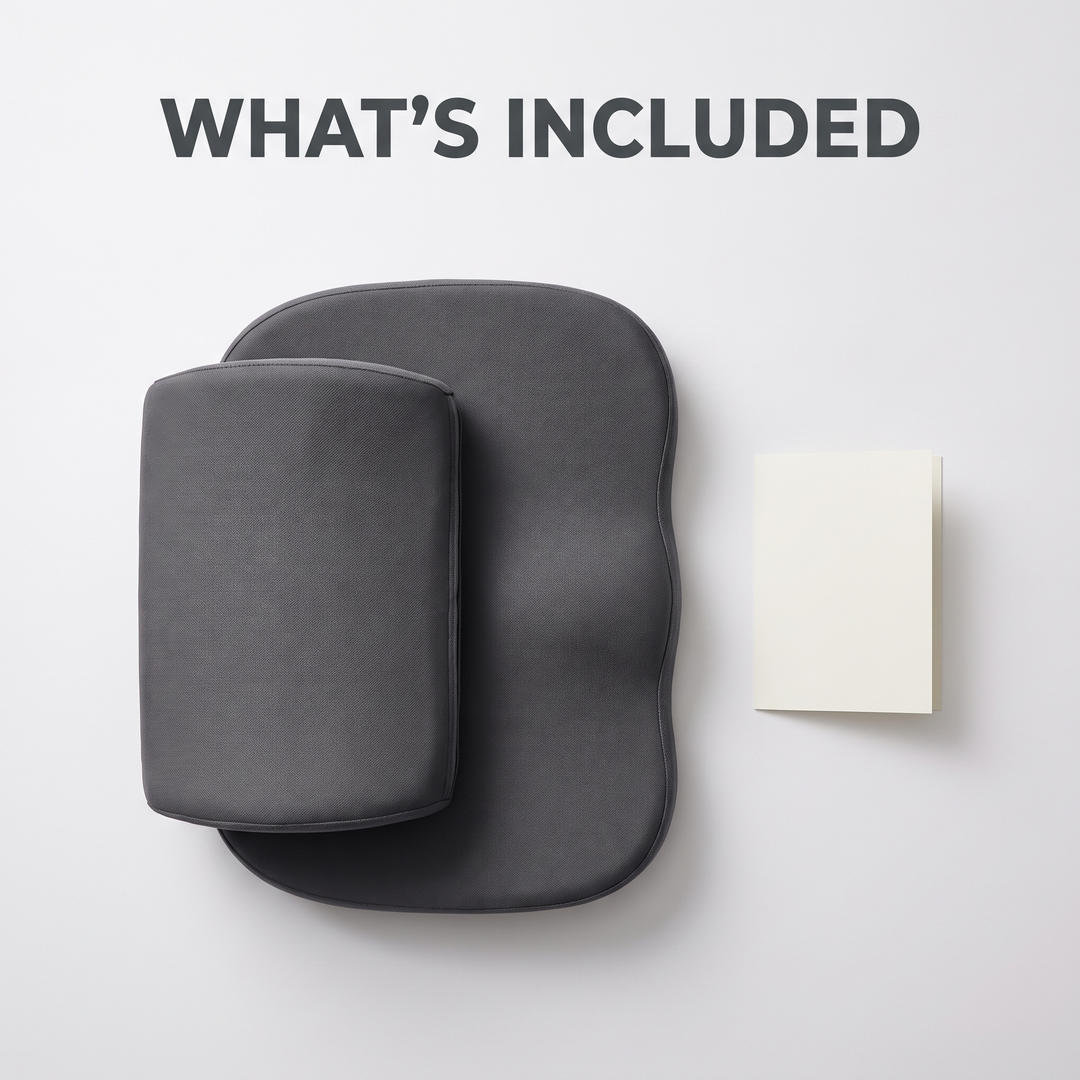 Package contents: one ergonomic seat and lumbar backrest cushion