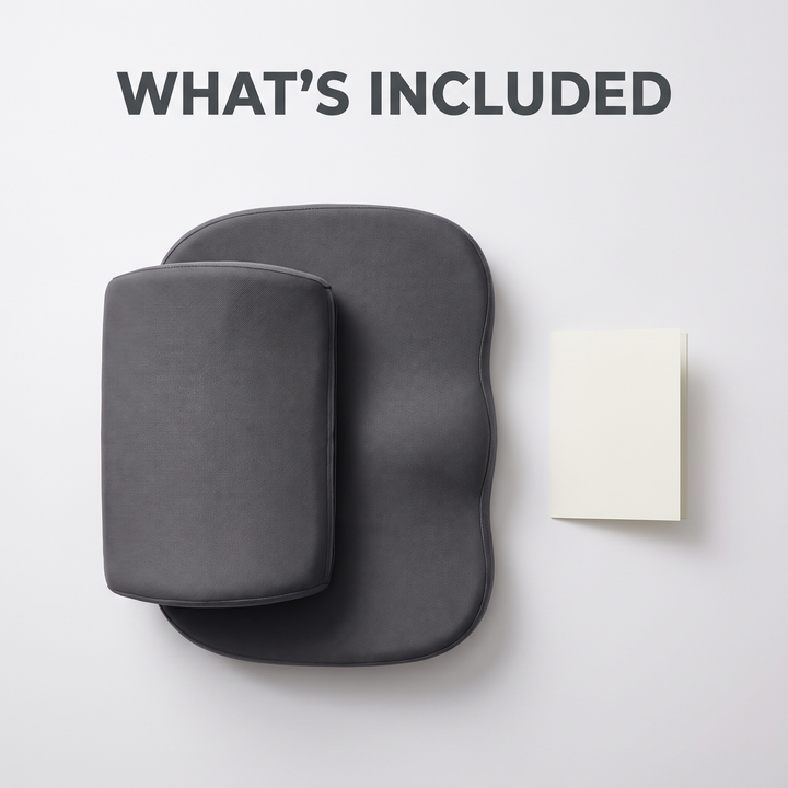 Package contents: one ergonomic seat and lumbar backrest cushion