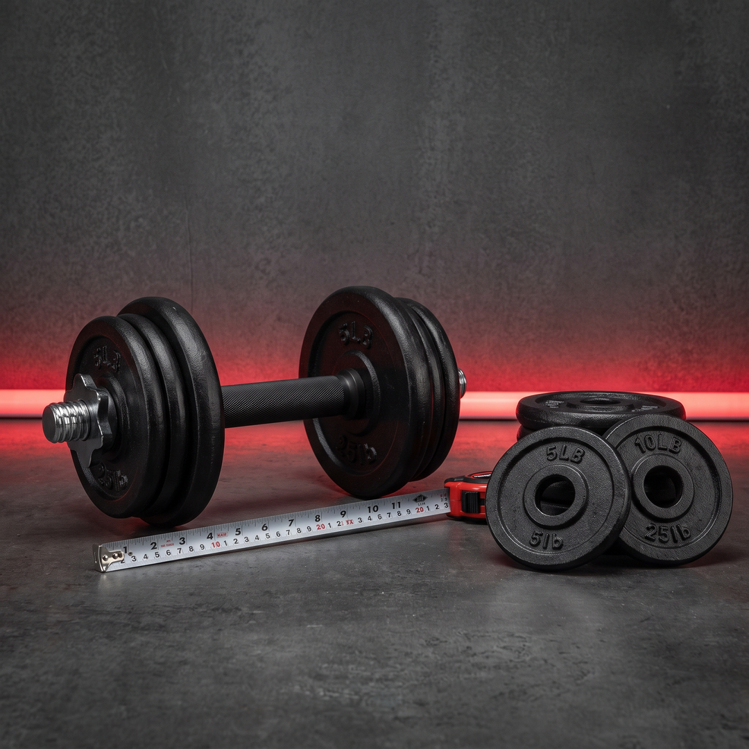 PHYSIOATHLETX Adjustable Dumbbell Set 40KG - size comparison