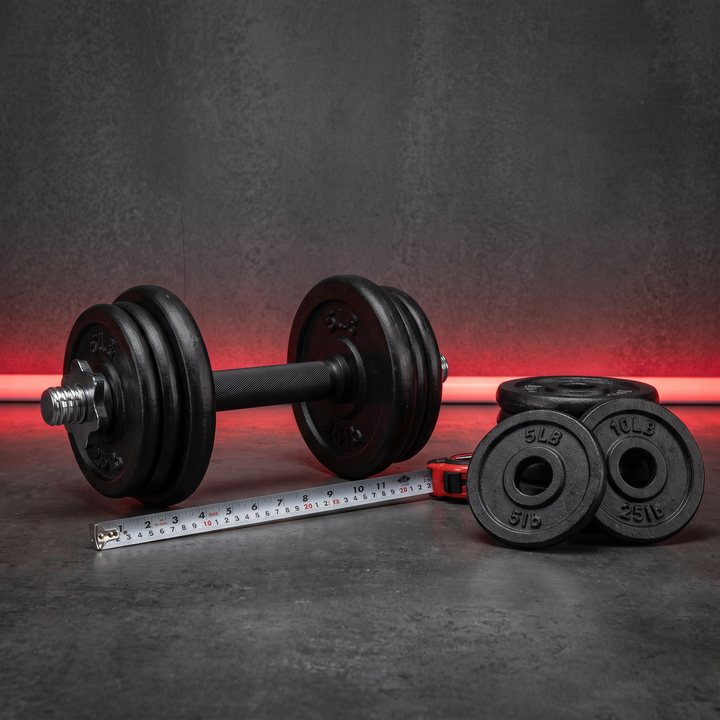 PHYSIOATHLETX Adjustable Dumbbell Set 40KG - size comparison