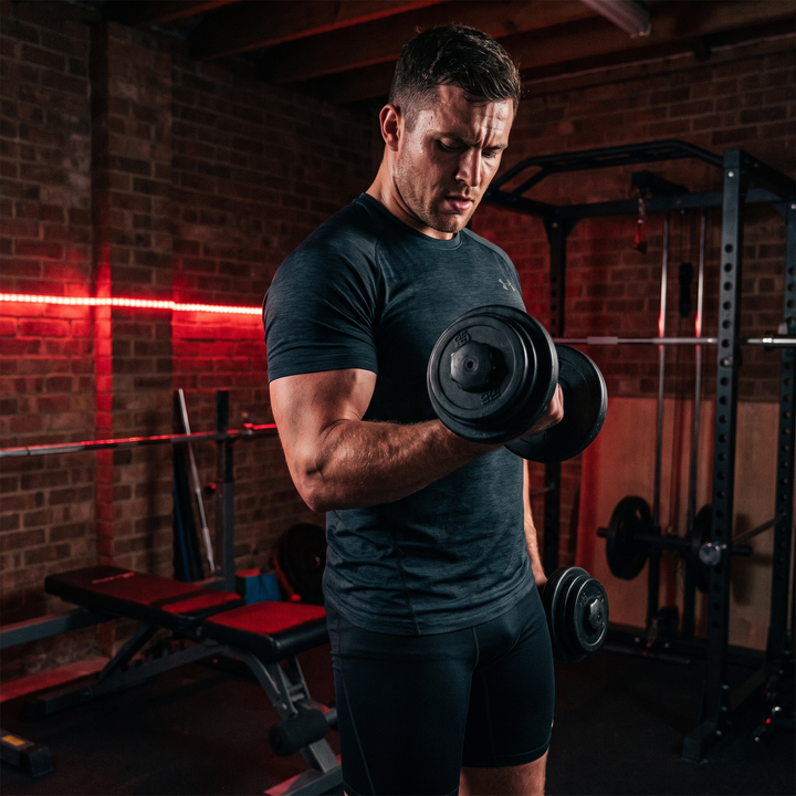 PHYSIOATHLETX Adjustable Dumbbell Set 40KG - bicep curl lifestyle