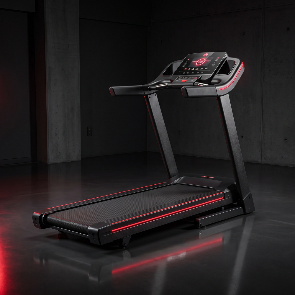 Foldable Treadmill Home Gym - Unfolded Three-Quarter View