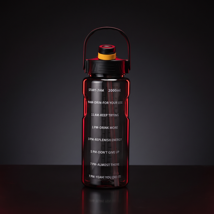 PHYSIOATHLETX Large Capacity Sports Water Bottle - 2000ml Black