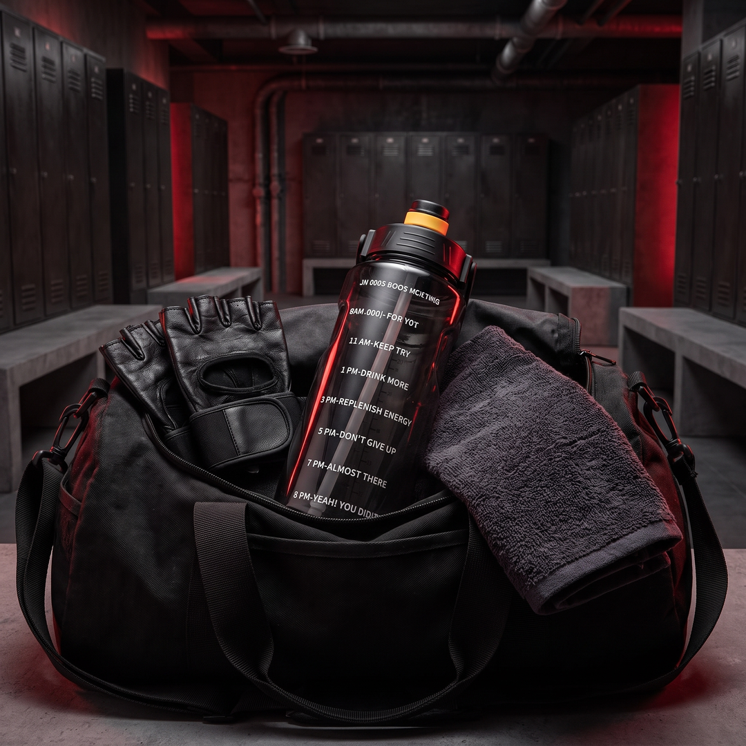 PHYSIOATHLETX Sports Water Bottle in Gym Bag - Black