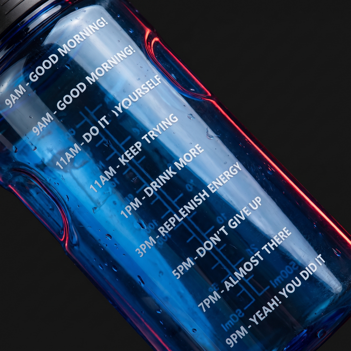 PHYSIOATHLETX Sports Water Bottle Time Marker Detail - Blue