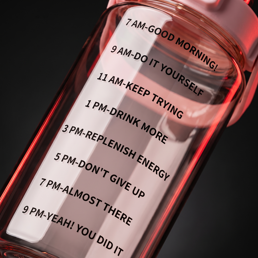 PHYSIOATHLETX Sports Water Bottle Motivational Text Detail - Pink