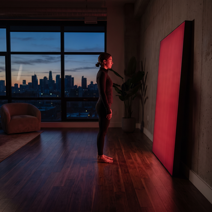 PHYSIOATHLETX Dual Chip LED Red Light Recovery Panel - Post-Workout Wind-Down Lifestyle