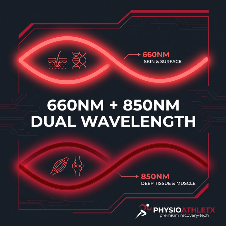 PHYSIOATHLETX Dual Chip LED Red Light Recovery Panel - 660nm 850nm Dual Wavelength