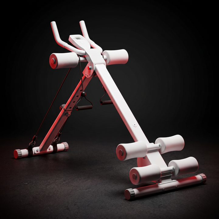 Adjustable Ab Trainer Foldable Abdominal Crunch Machine - White Hero