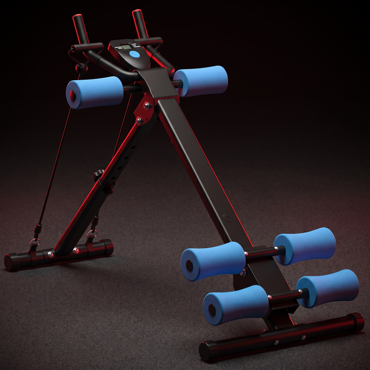 Adjustable Ab Trainer Foldable Abdominal Crunch Machine - Blue Hero