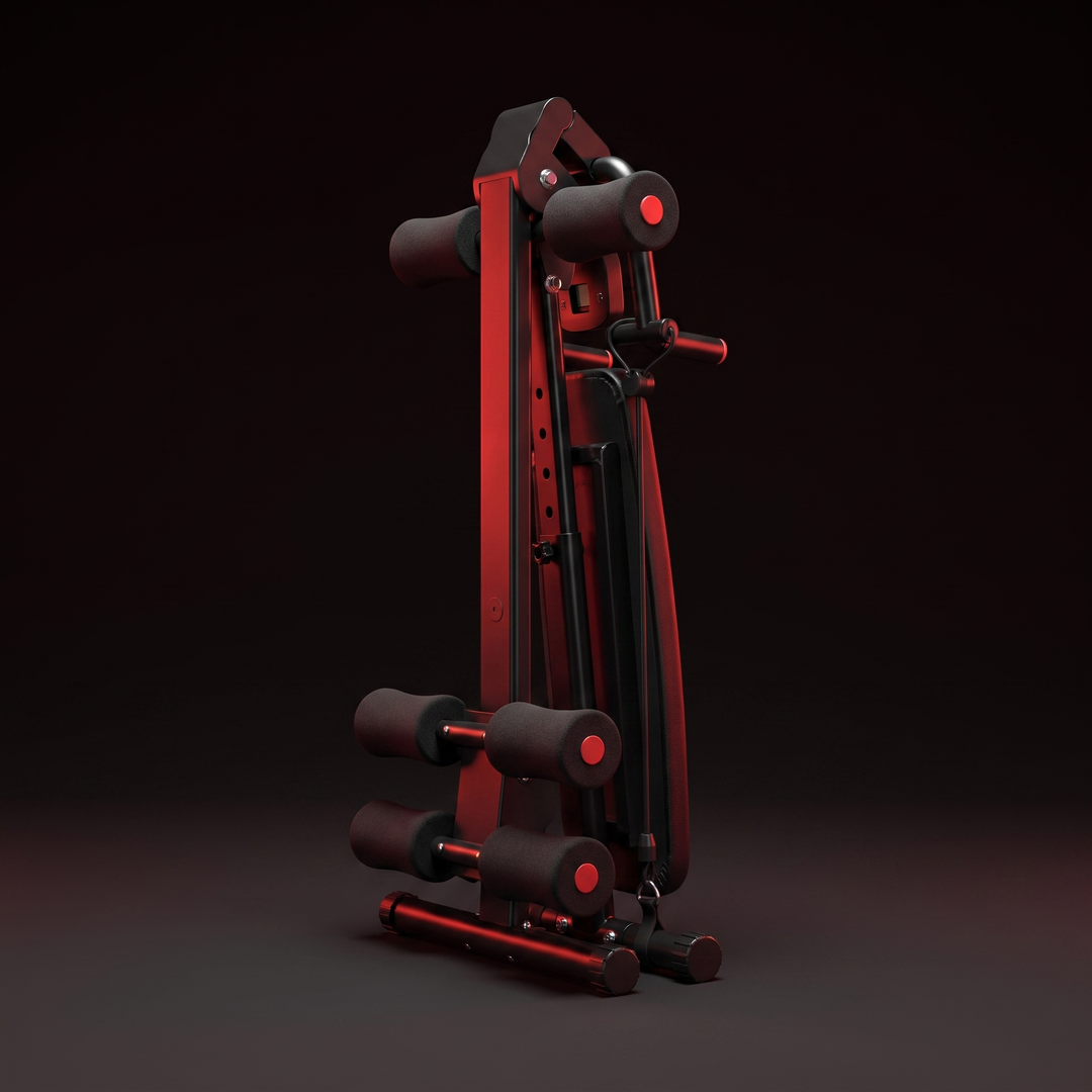Adjustable Ab Trainer Foldable Abdominal Crunch Machine - Folded Compact Storage