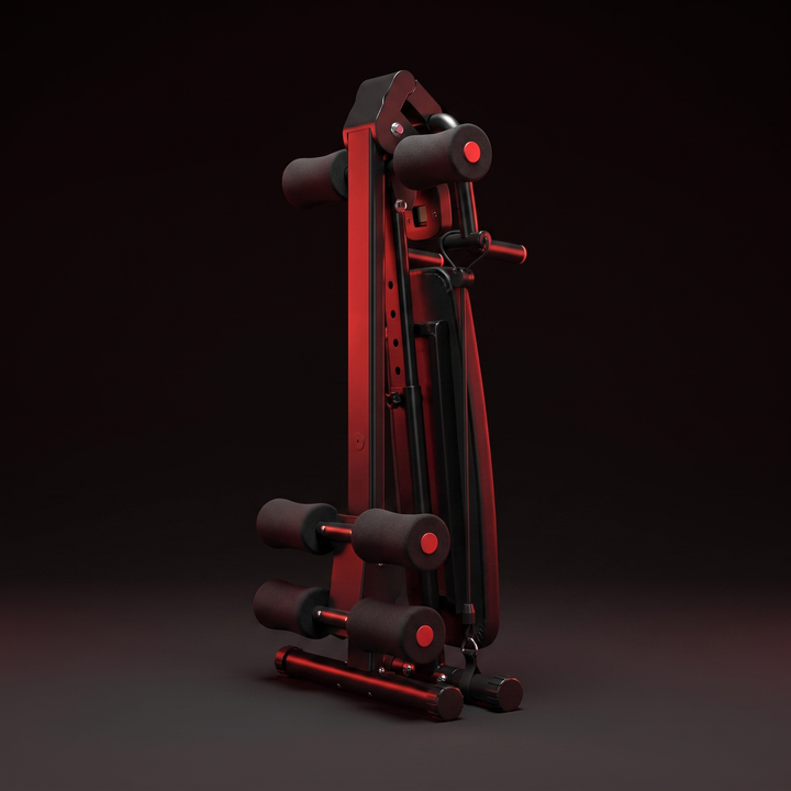 Adjustable Ab Trainer Foldable Abdominal Crunch Machine - Folded Compact Storage
