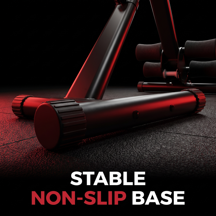 Adjustable Ab Trainer Foldable Abdominal Crunch Machine - Non-Slip Stable Base