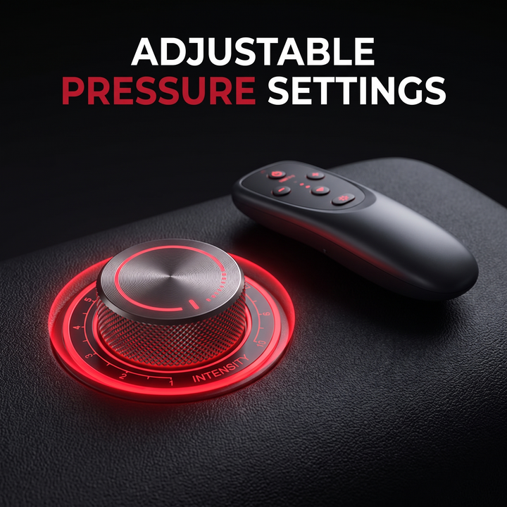 Adjustable pressure setting dial and remote on air compression massager
