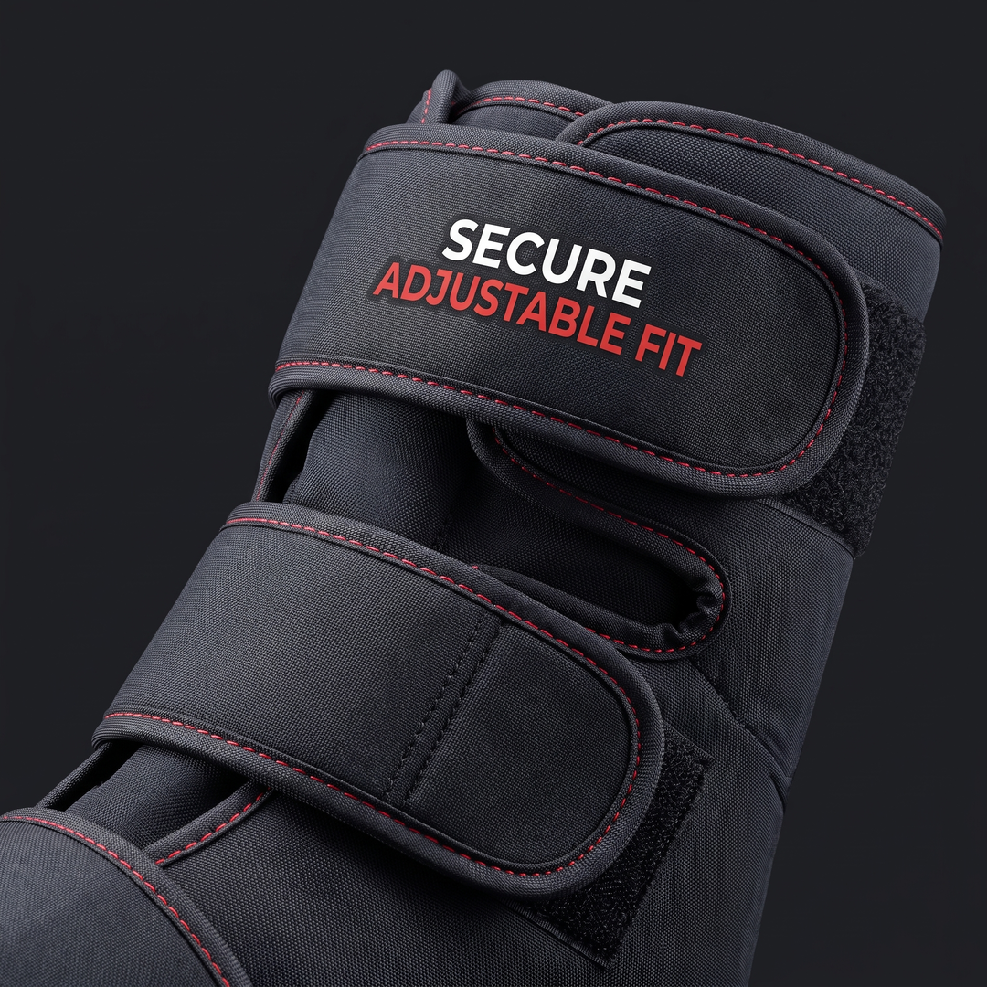 Secure adjustable straps and wrap closure on air compression massager boot