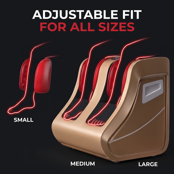 Adjustable fit for all sizes, air compression foot and leg massager size guide