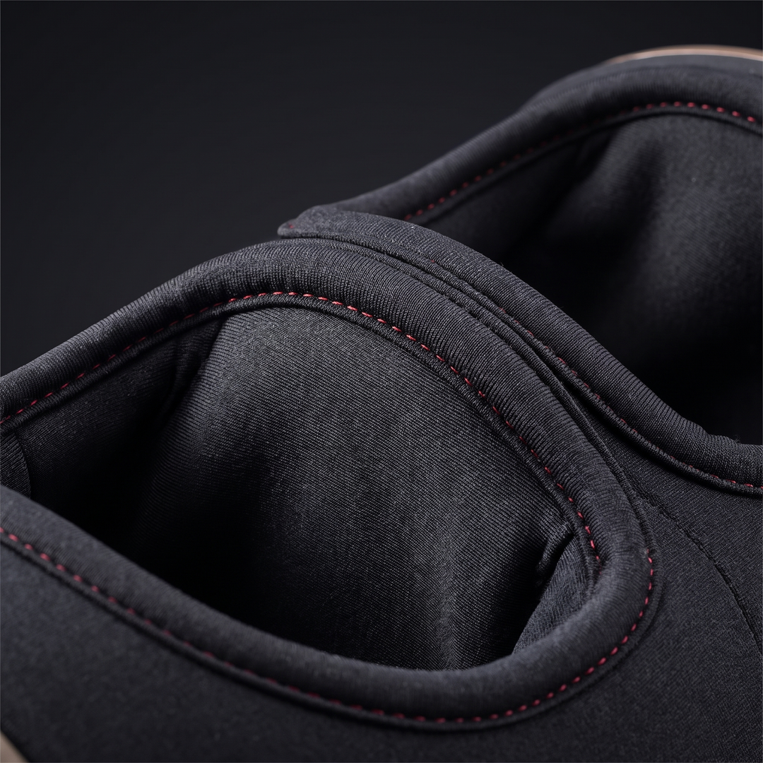 Close-up interior padded lining texture of air compression foot and leg massager