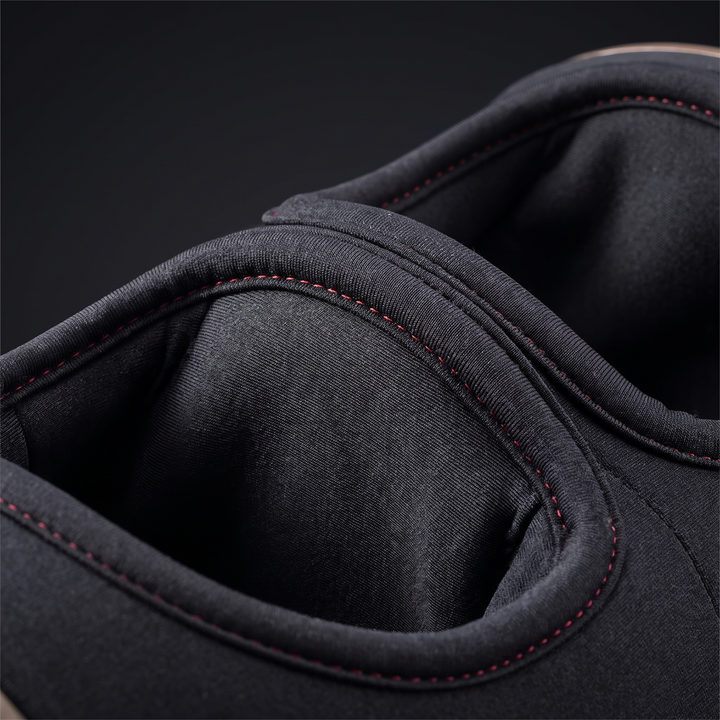 Close-up interior padded lining texture of air compression foot and leg massager