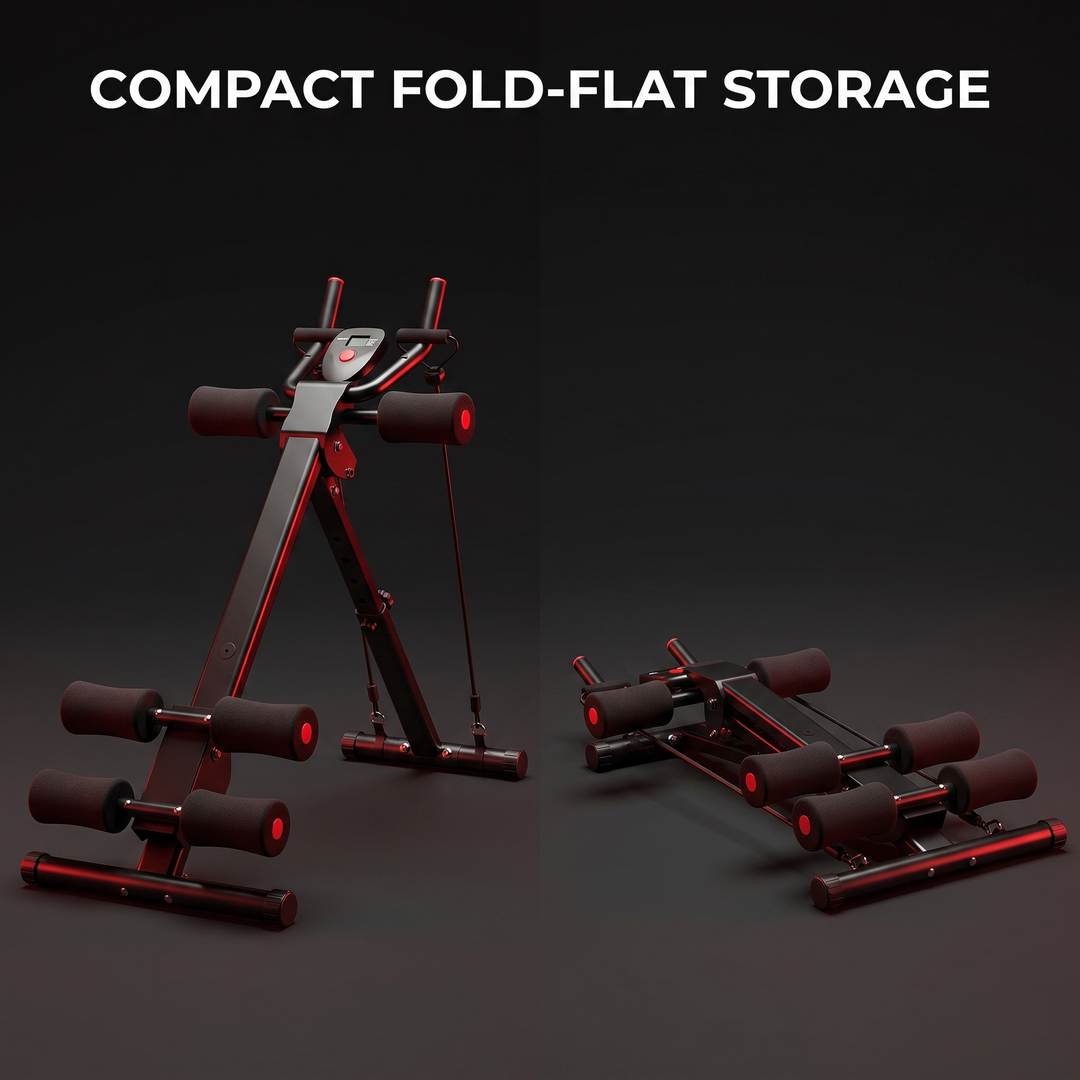 Adjustable Ab Trainer Foldable Abdominal Crunch Machine - Compact Fold-Flat Storage