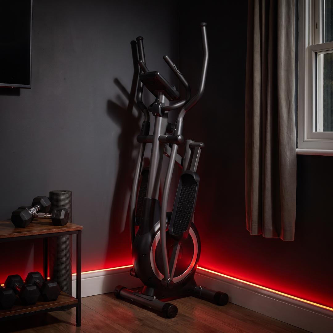 PHYSIOATHLETX Adjustable Elliptical Training Machine - Folded Compact Storage