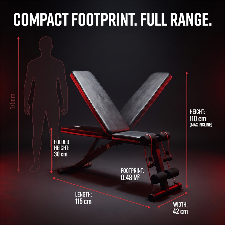 PHYSIOATHLETX Adjustable Weight Bench - Size Comparison