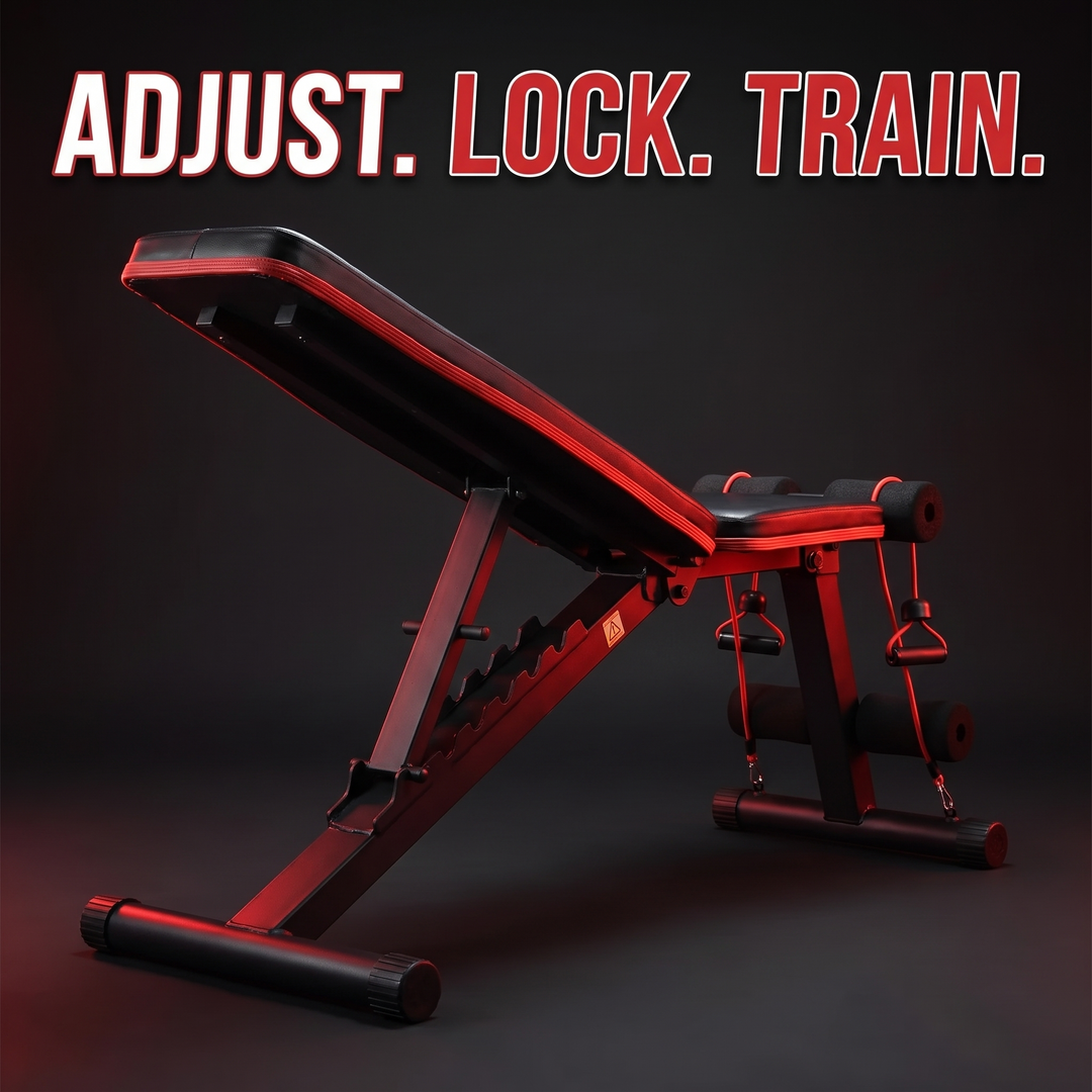 PHYSIOATHLETX Adjustable Weight Bench - Rear Three-Quarter View