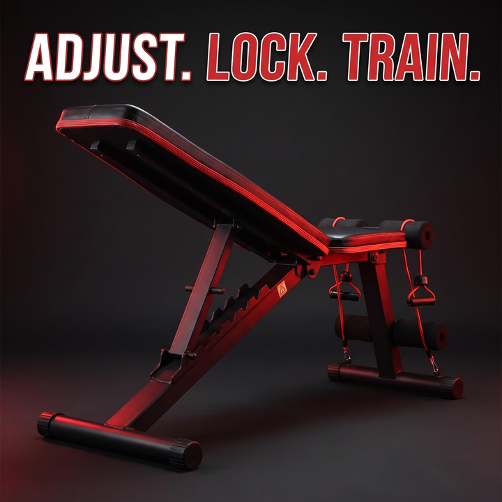 PHYSIOATHLETX Adjustable Weight Bench - Rear Three-Quarter View