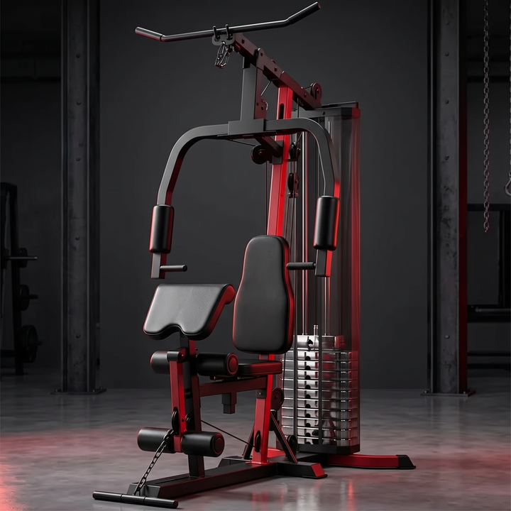 PHYSIOATHLETX All-In-One Home Gym Station 160LB Weight Stack - Front Hero View