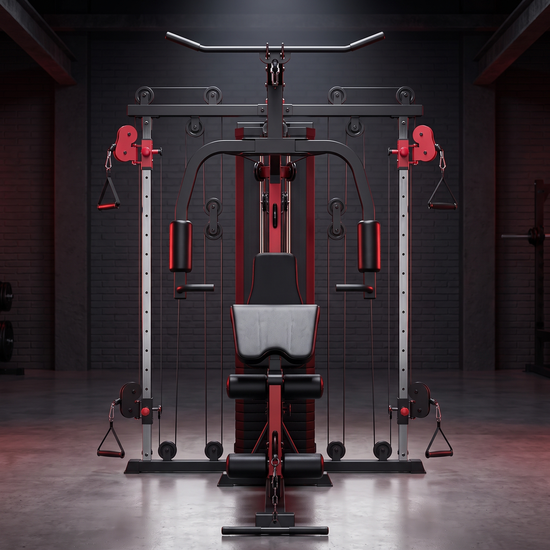 PHYSIOATHLETX All-In-One Home Gym Station 160LB Weight Stack - Straight Front View