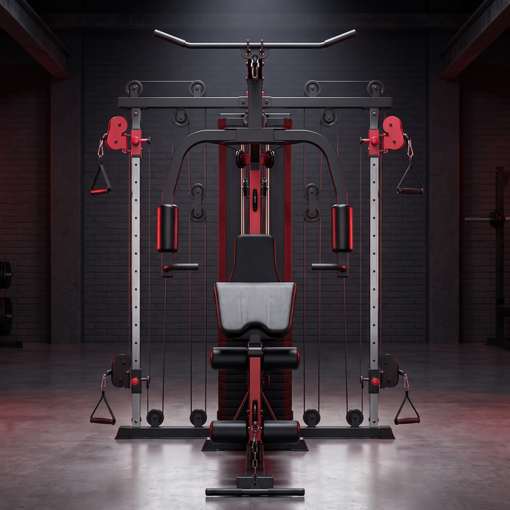 PHYSIOATHLETX All-In-One Home Gym Station 160LB Weight Stack - Straight Front View