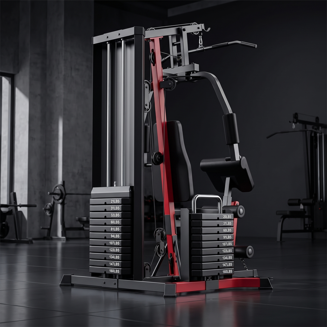 PHYSIOATHLETX All-In-One Home Gym Station 160LB Weight Stack - Rear Frame Construction