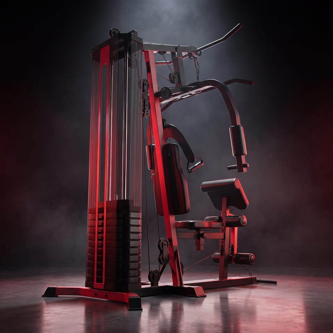 PHYSIOATHLETX All-In-One Home Gym Station 160LB Weight Stack - Low Angle Hero Shot