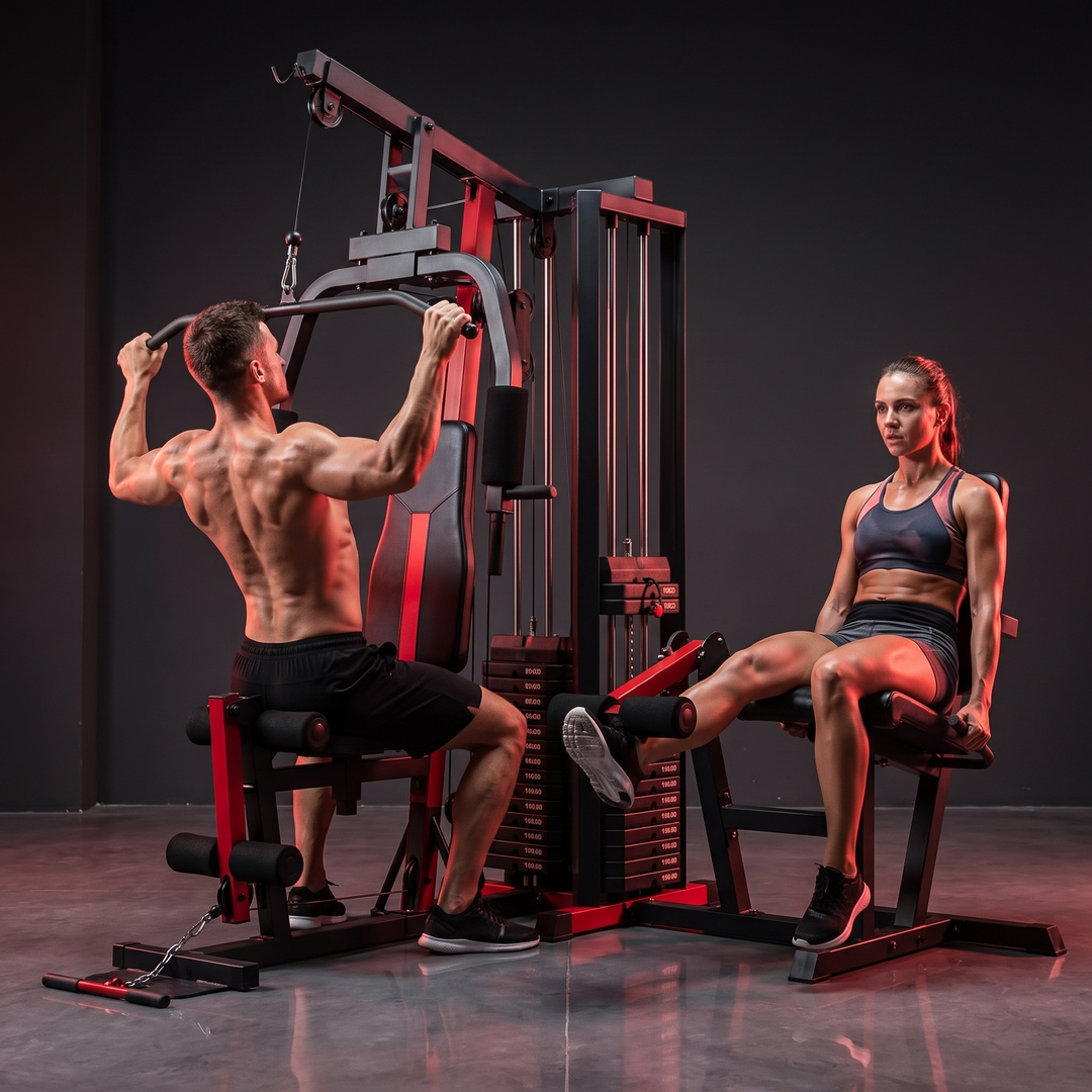 PHYSIOATHLETX All-In-One Home Gym Station - Multi-Station Simultaneous Use