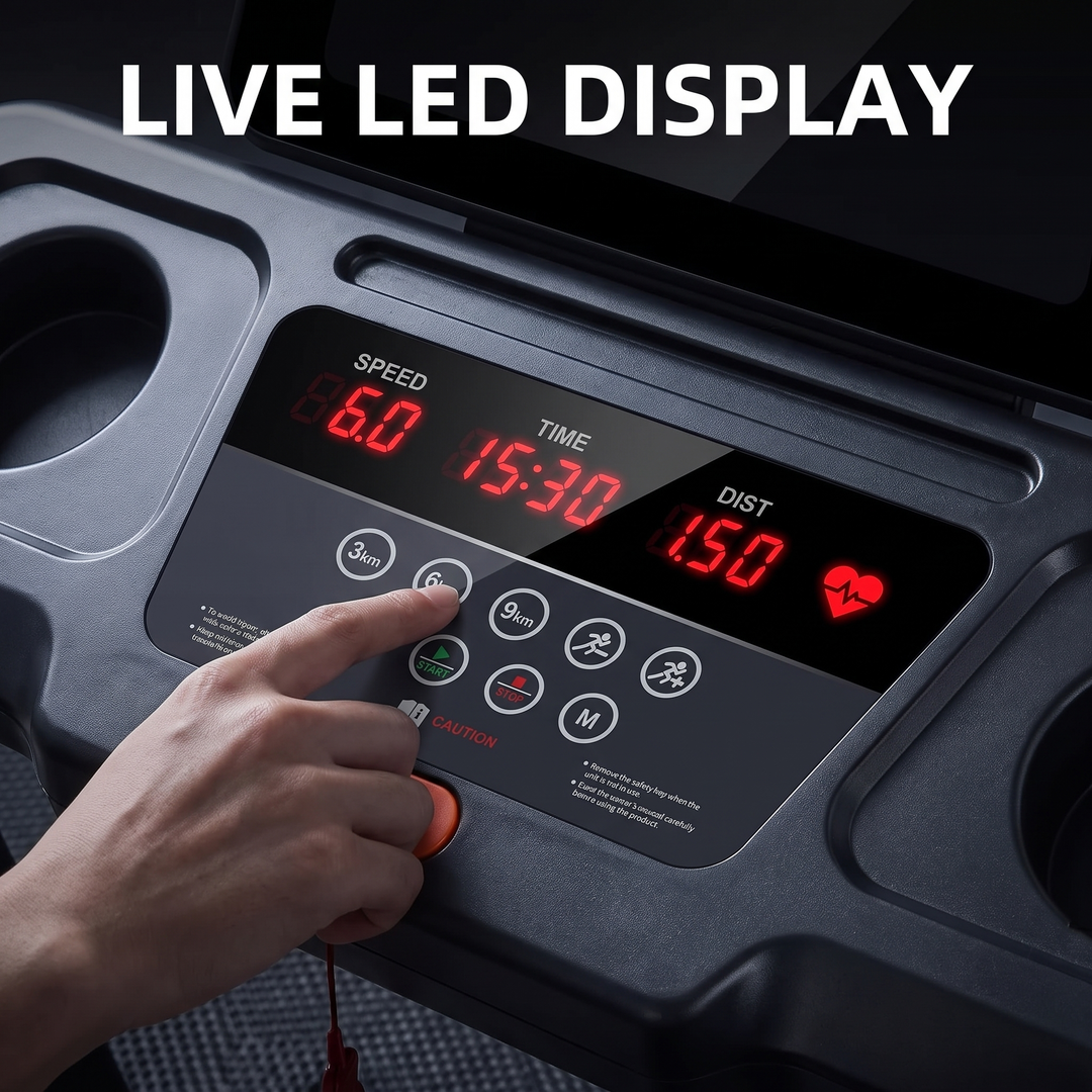 PHYSIOATHLETX Foldable Walking Pad Treadmill - LED Display Console