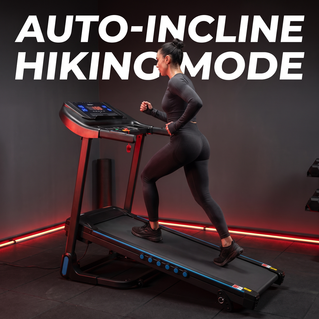 Adjustable Incline Treadmill 4-in-1 Home Treadmill - Auto-Incline Hiking Mode In Use