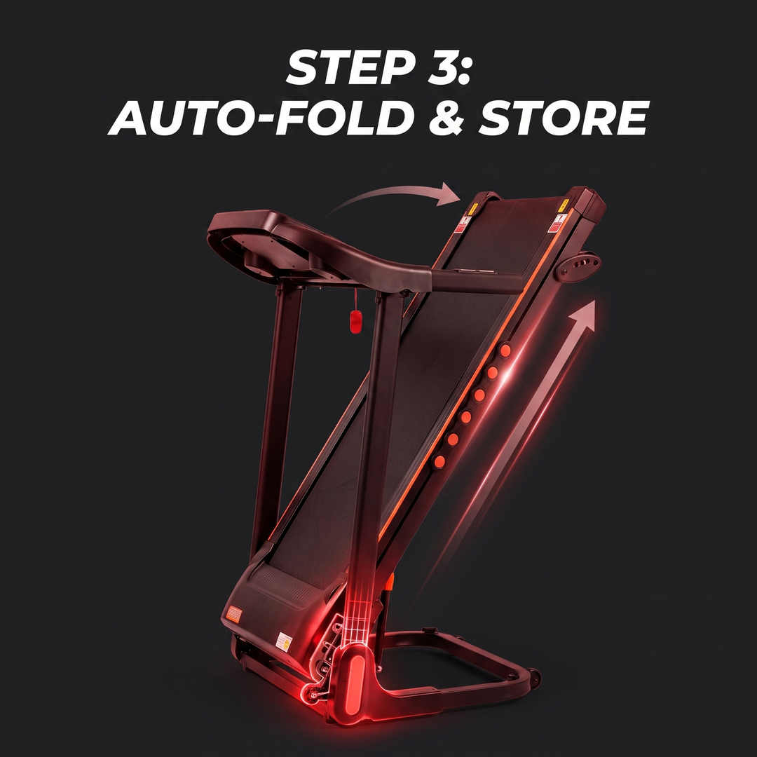Adjustable Incline Treadmill 4-in-1 Home Treadmill - Step 3 Auto-Fold and Store
