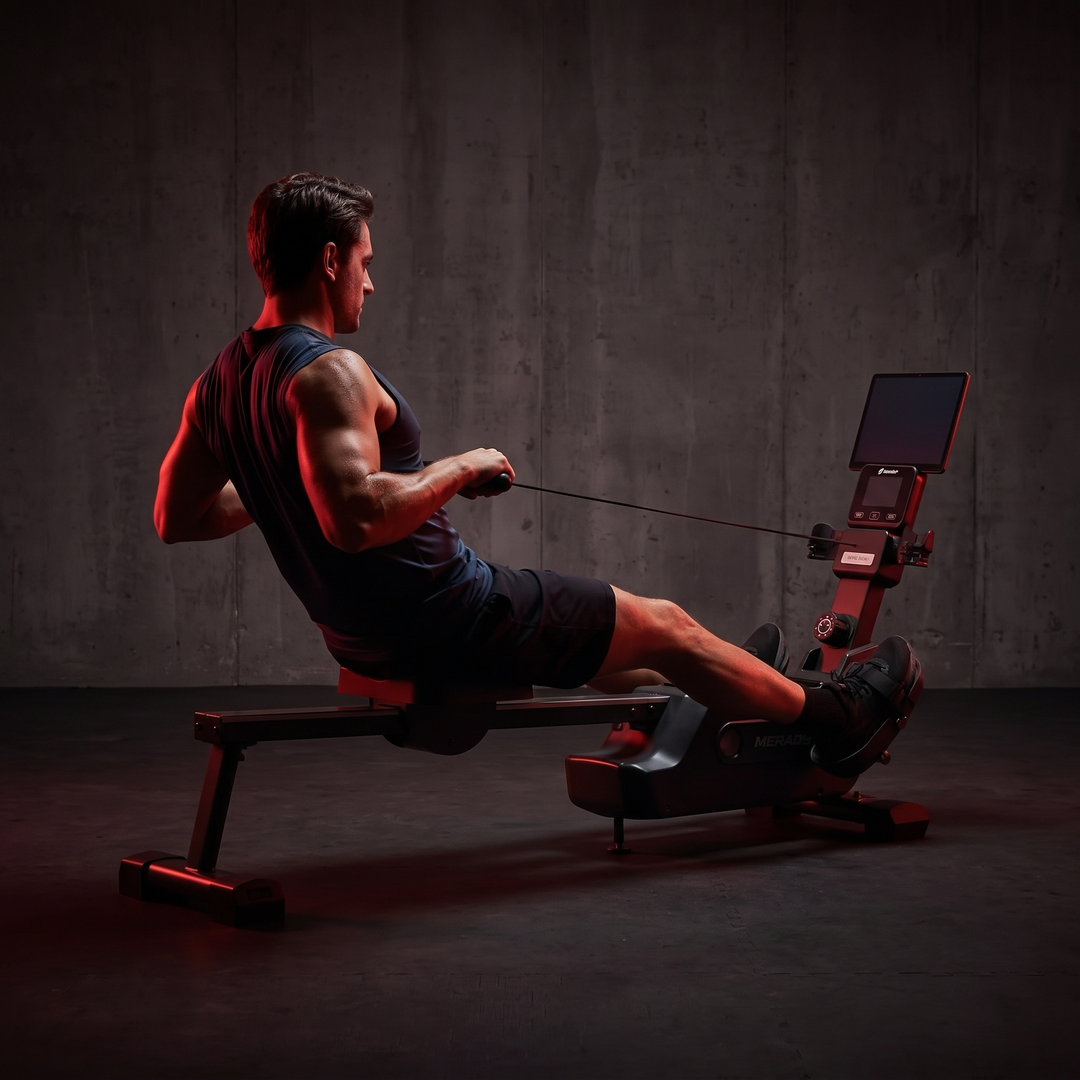 PHYSIOATHLETX Magnetic Rowing Machine - Rowing Stroke Drive Position