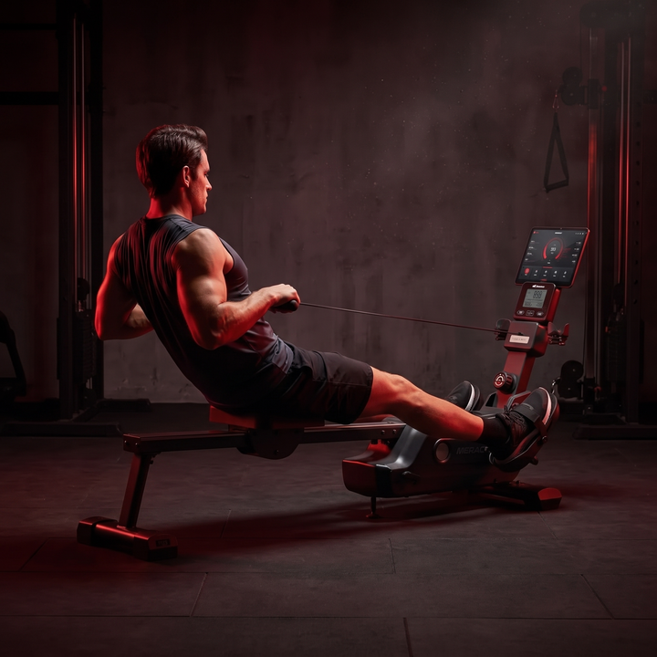 PHYSIOATHLETX Magnetic Rowing Machine - Rowing Stroke Finish Position