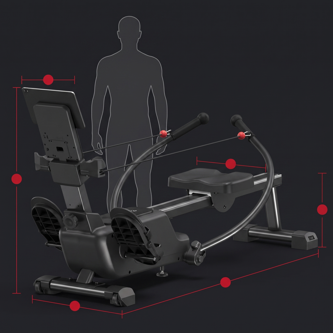 PHYSIOATHLETX Magnetic Rowing Machine - Size Comparison